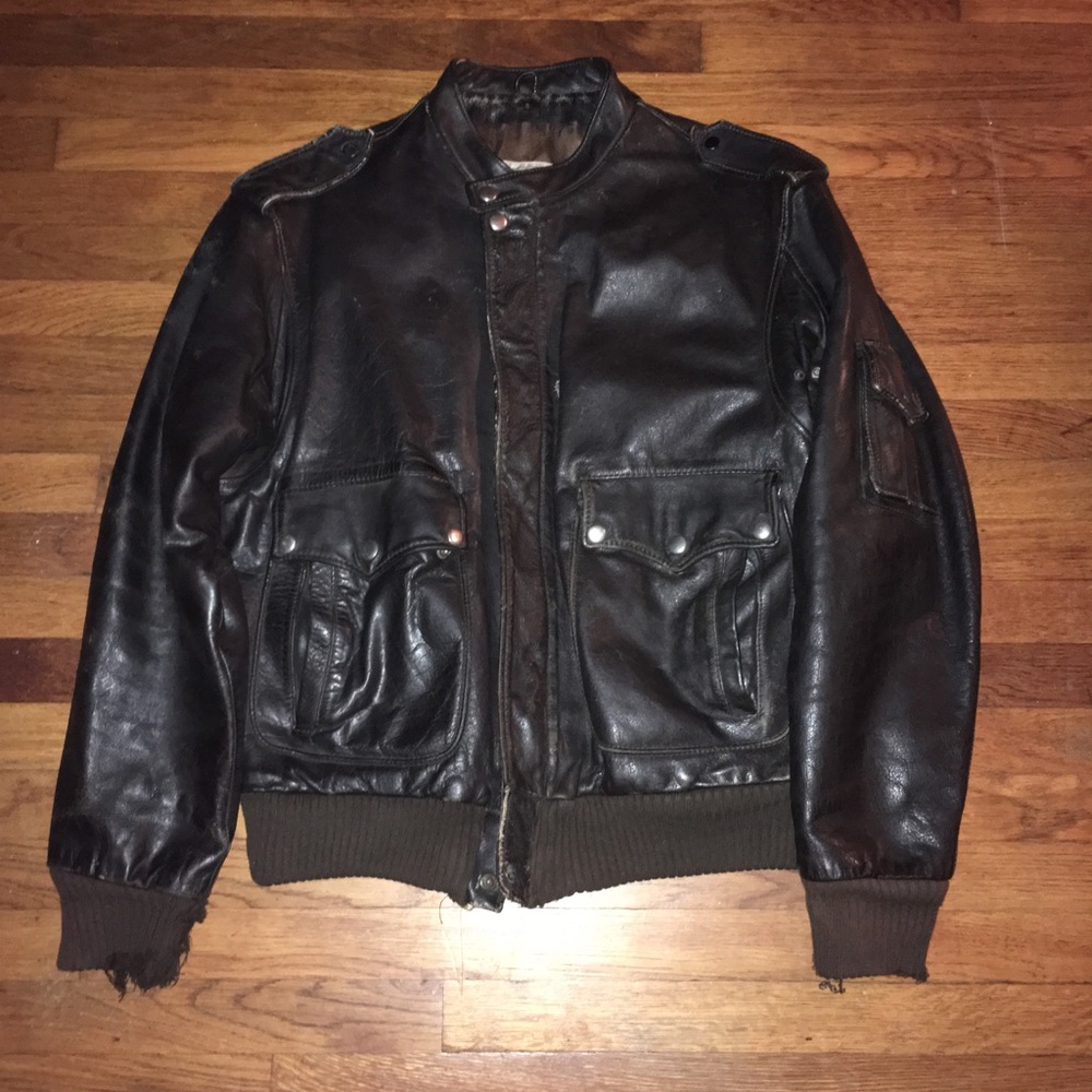 Vintage leather bomber jacket